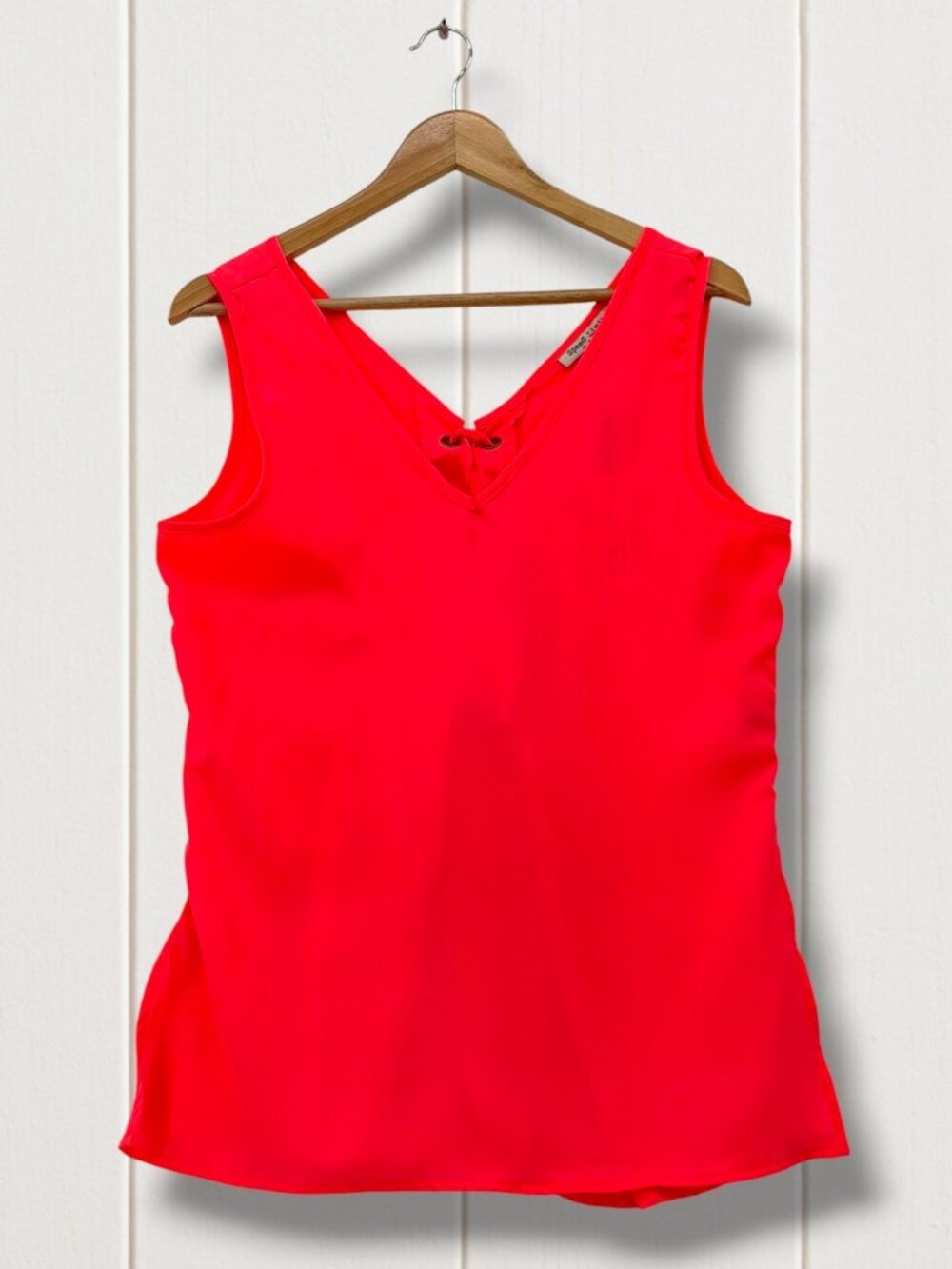 Speed Limit MPH Neon Pink Open Tie Back Drawstring Tank Top L